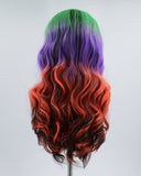 Green Ombre Purple Red Black Synthetic Lace Front Wig WW444