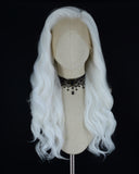 White Curly Synthetic Lace Front Wig WW321