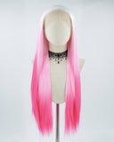 White Ombre Pink Straight Synthetic Lace Front Wig WW480