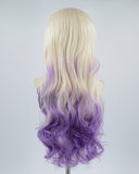 Platinum Blonde Ombre Purple Synthetic Lace Front Wig WW467
