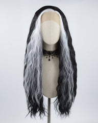 White Skunk Stripe Black Synthetic Lace Front Wig WW500