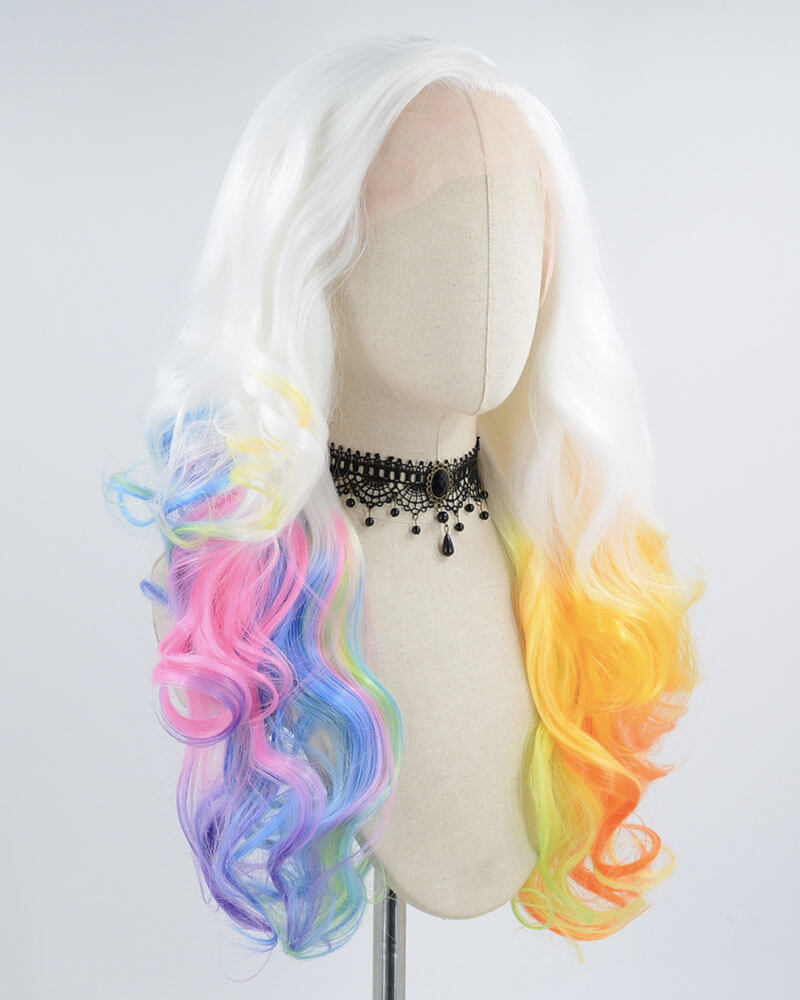 White Ombre Wavy Synthetic Lace Front Wig WW438