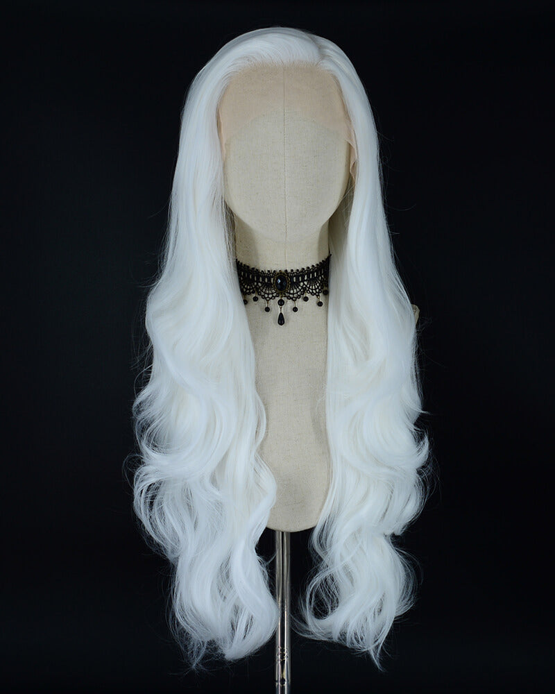 White Wavy Synthetic Lace Front Wig WW039