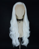 White Wavy Synthetic Lace Front Wig WW039