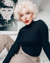 Short Wavy Blonde Synthetic Lace Front Wig WW131