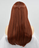 Straight Cooper Red Wefted Wig With Bangs HW051