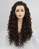 Brown Curly Long Synthetic Lace Front Wig WW156