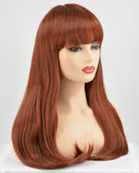 Straight Cooper Red Wefted Wig With Bangs HW051