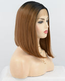 Ombre Brown Short Synthetic lace Front Wig WT078