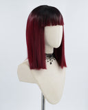 Wine Red Straight Synthetic Lace Front Wig WT167