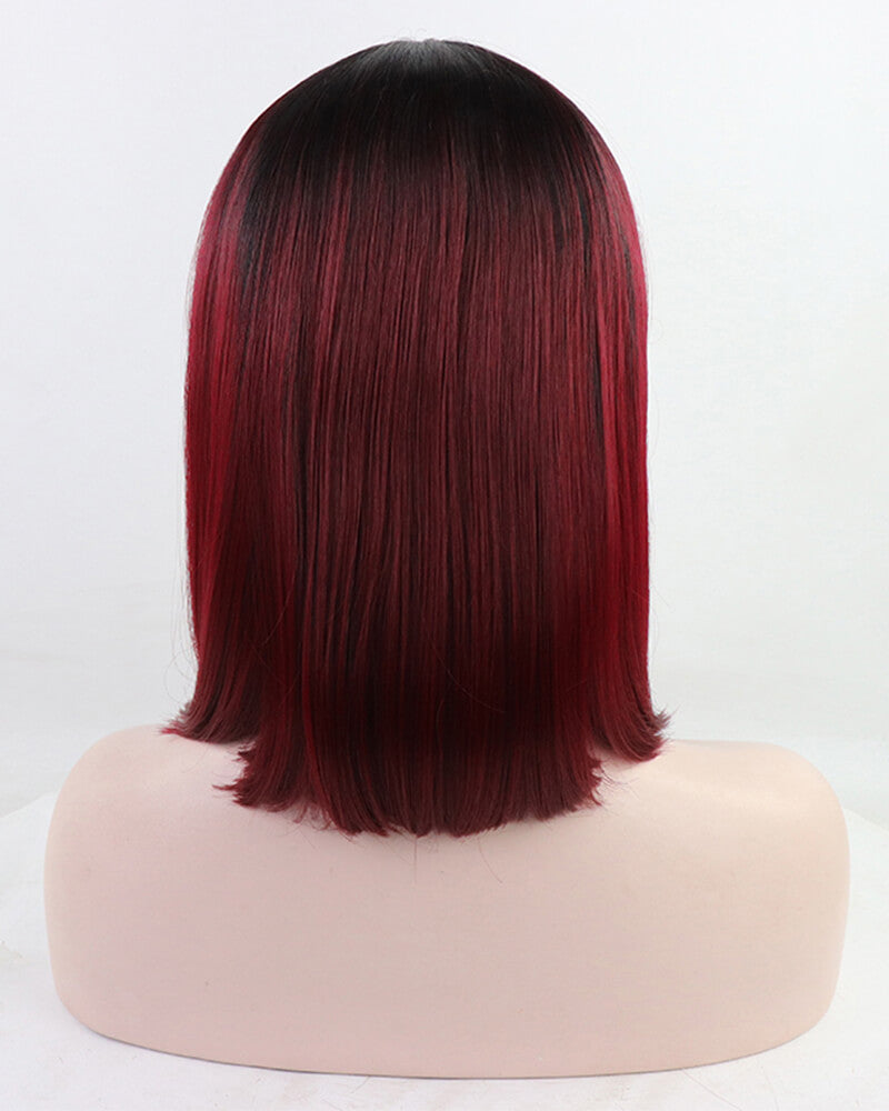Red Short Synthetic Lace Front Wig With Bangs WW072