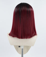 Wine Red Straight Synthetic Lace Front Wig WT167