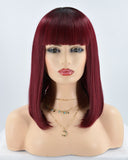 Wine Red Short Synthetic Lace Front Wig WW228