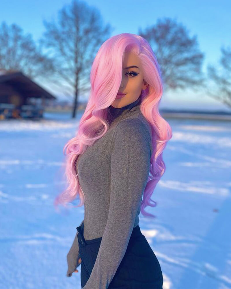 Glow in the Dark Wig Pink Lace Front Wig WT109