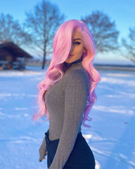 Glow in the Dark Wig Pink Lace Front Wig WT109