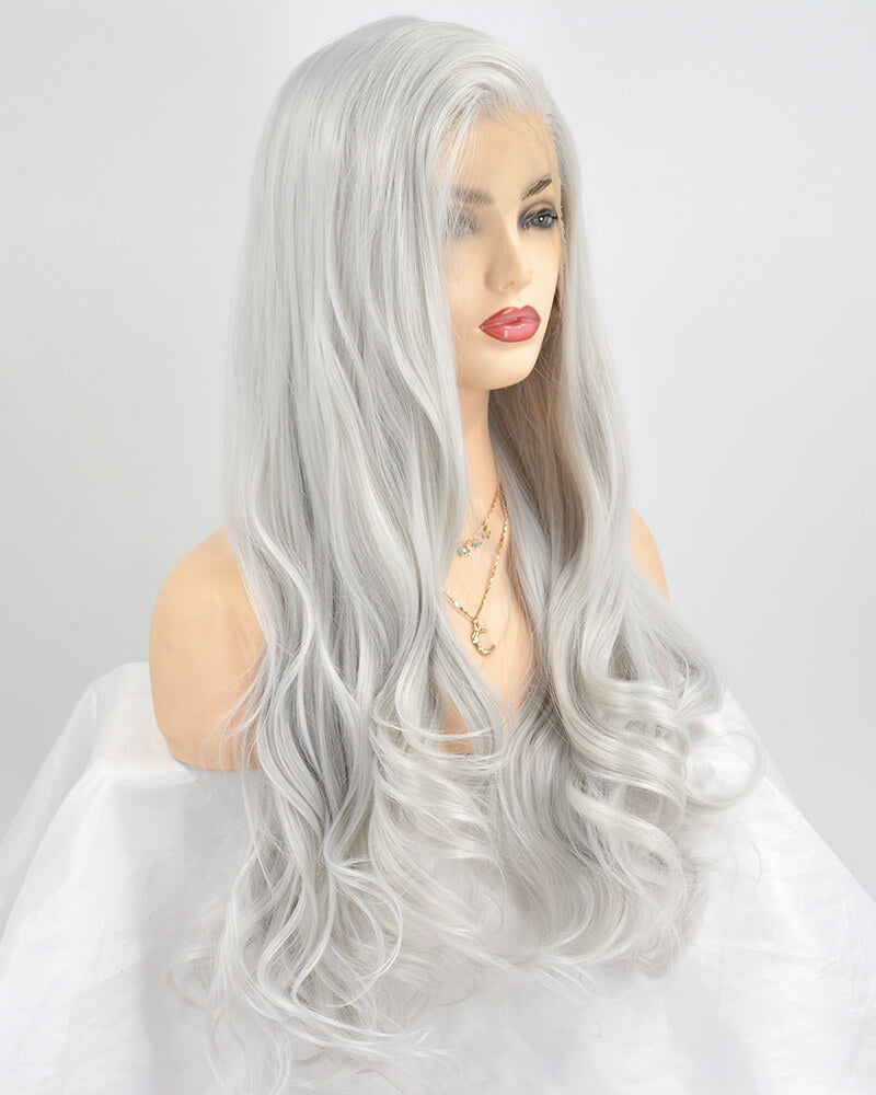 Silver Synthetic Lace Front Wigs WT076