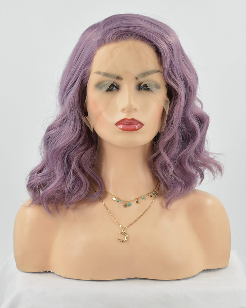 Purple Short Synthetic Lace Front Wig WT082