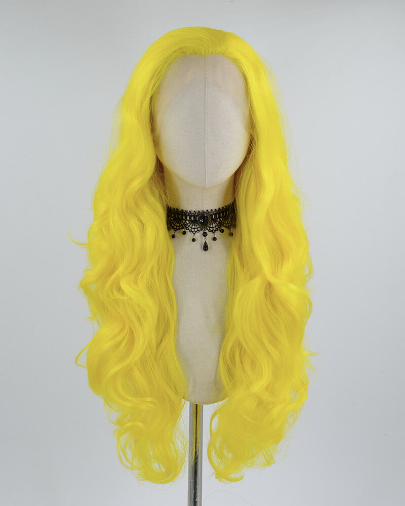 Yellow Wavy Synthetic Lace Front Wig WW262