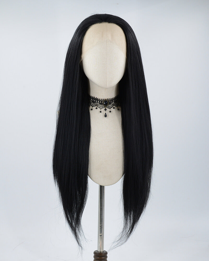 Black Yaki Straight Synthetic Lace Front Wig WT157