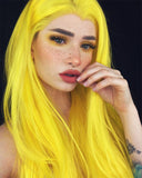Yellow Straight Long Synthetic Lace Front Wig WW010