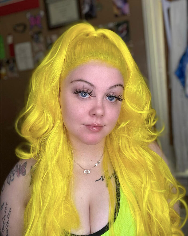 Yellow Wavy Synthetic Lace Front Wig WW262