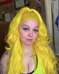 Yellow Wavy Synthetic Lace Front Wig WW262