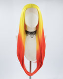 Yellow Ombre Red Synthetic Lace Front Wig WW486