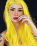 Yellow Straight Long Synthetic Lace Front Wig WW010