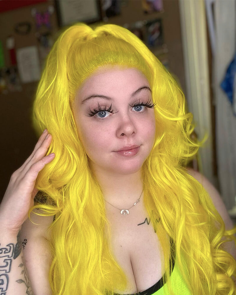Yellow Wavy Synthetic Lace Front Wig WW262