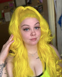 Yellow Wavy Synthetic Lace Front Wig WW262