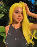 Yellow Straight Long Synthetic Lace Front Wig WW010